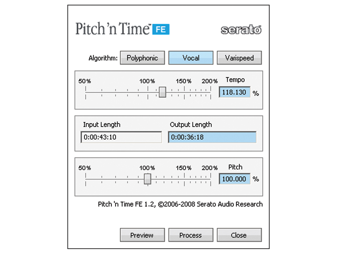 Pitch n Time LE User Interface
