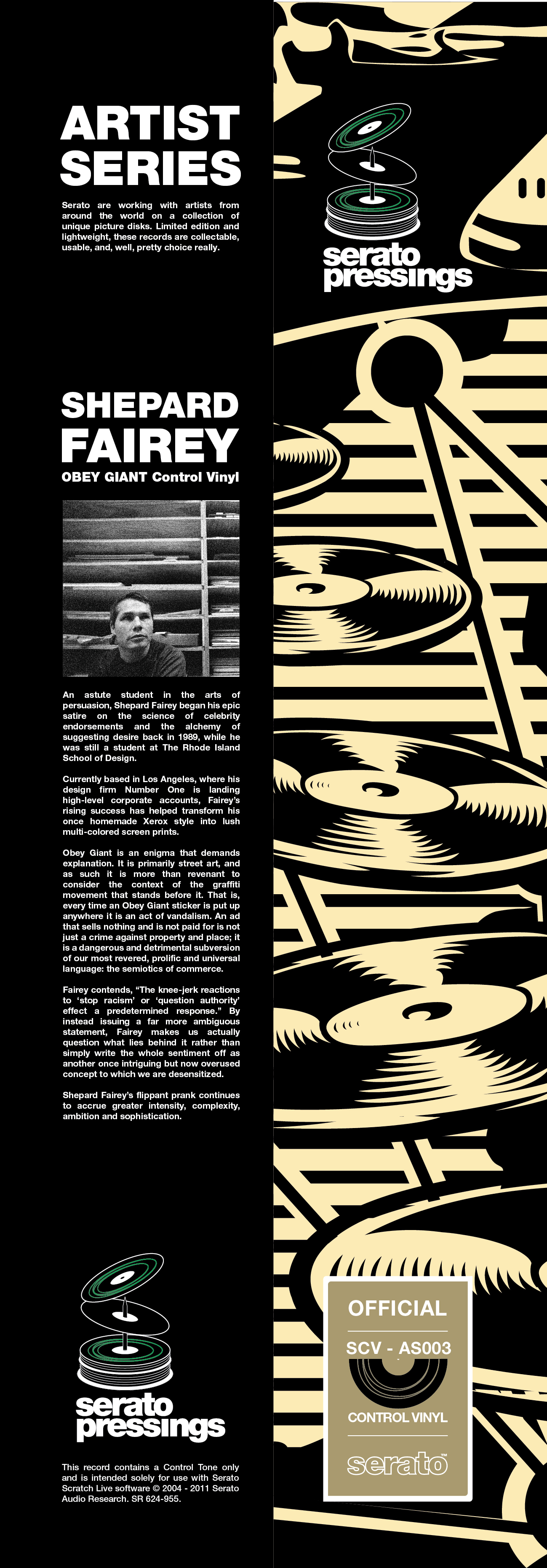 Serato Artist Series Vinyl Insert Design