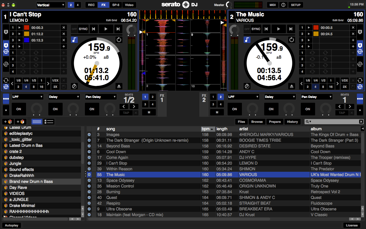Two deck vertical waveform view