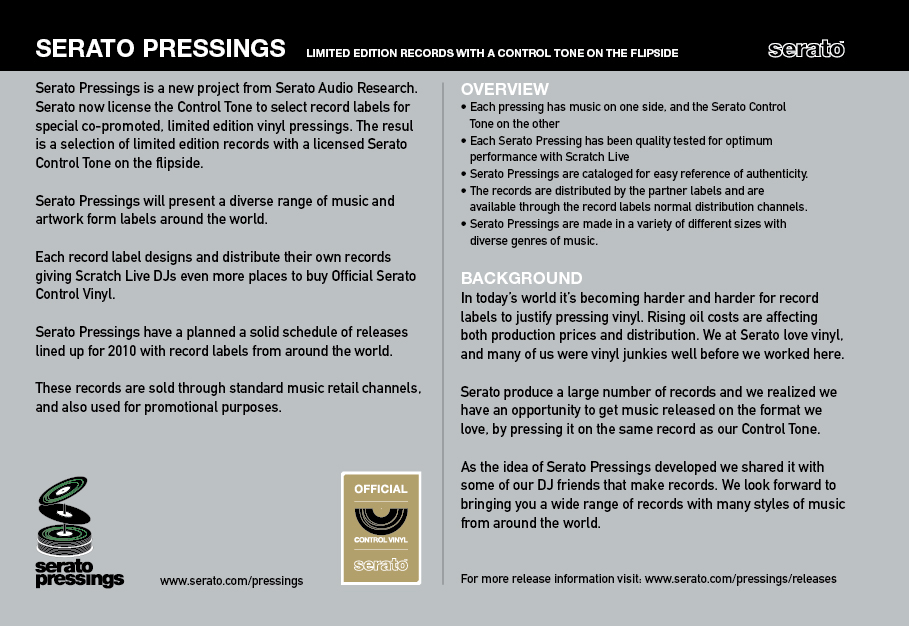 Serato Products Promotional Postcard Design